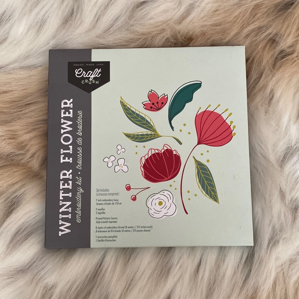 NIB Craft Crush Winter Flower embroidery kit